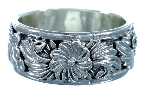 Native American Flower And Leaf Sterling Silver Ring Size 8 JX127576